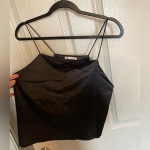 NWOT. Satin black crop top. Zara. Size L.